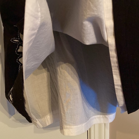 Vintage Talbots Black And White Y2K Floral 100% Cotton Mini A-line Skirt Size 6 - Picture 6 of 6